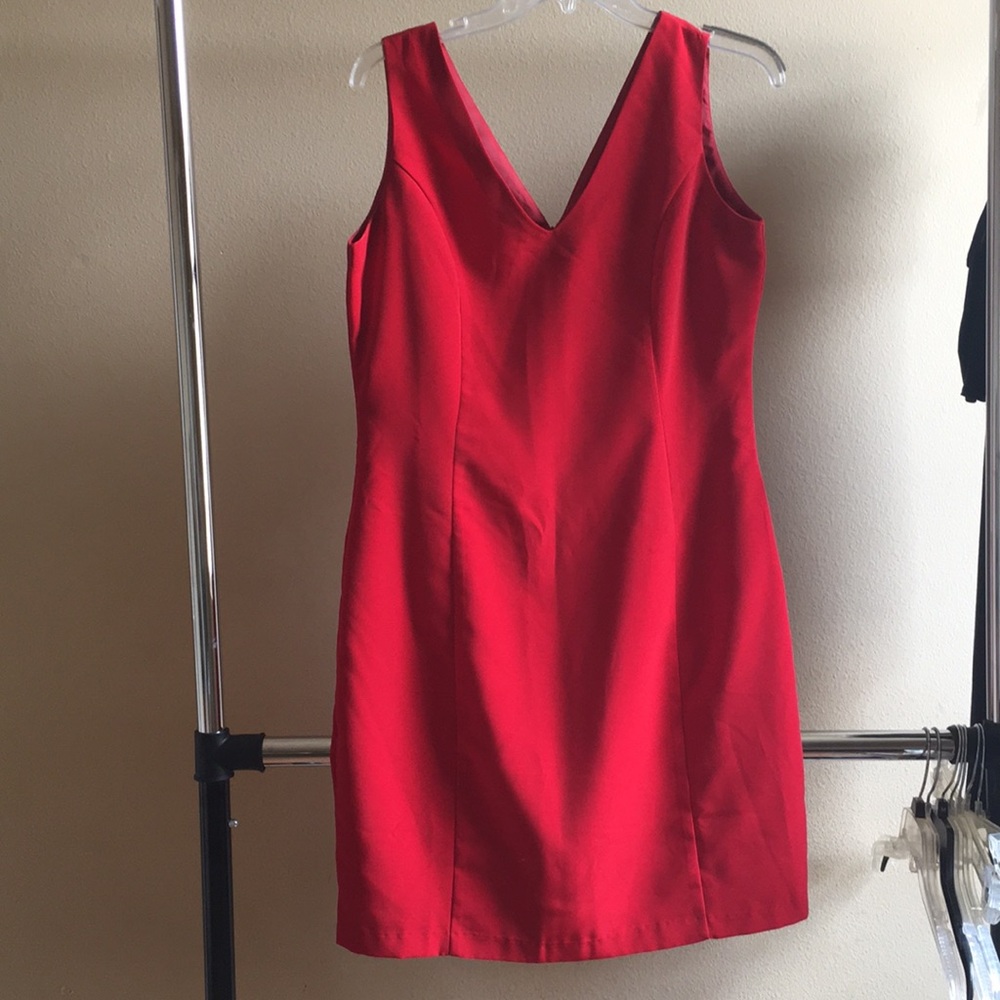 Red V-neckline dress